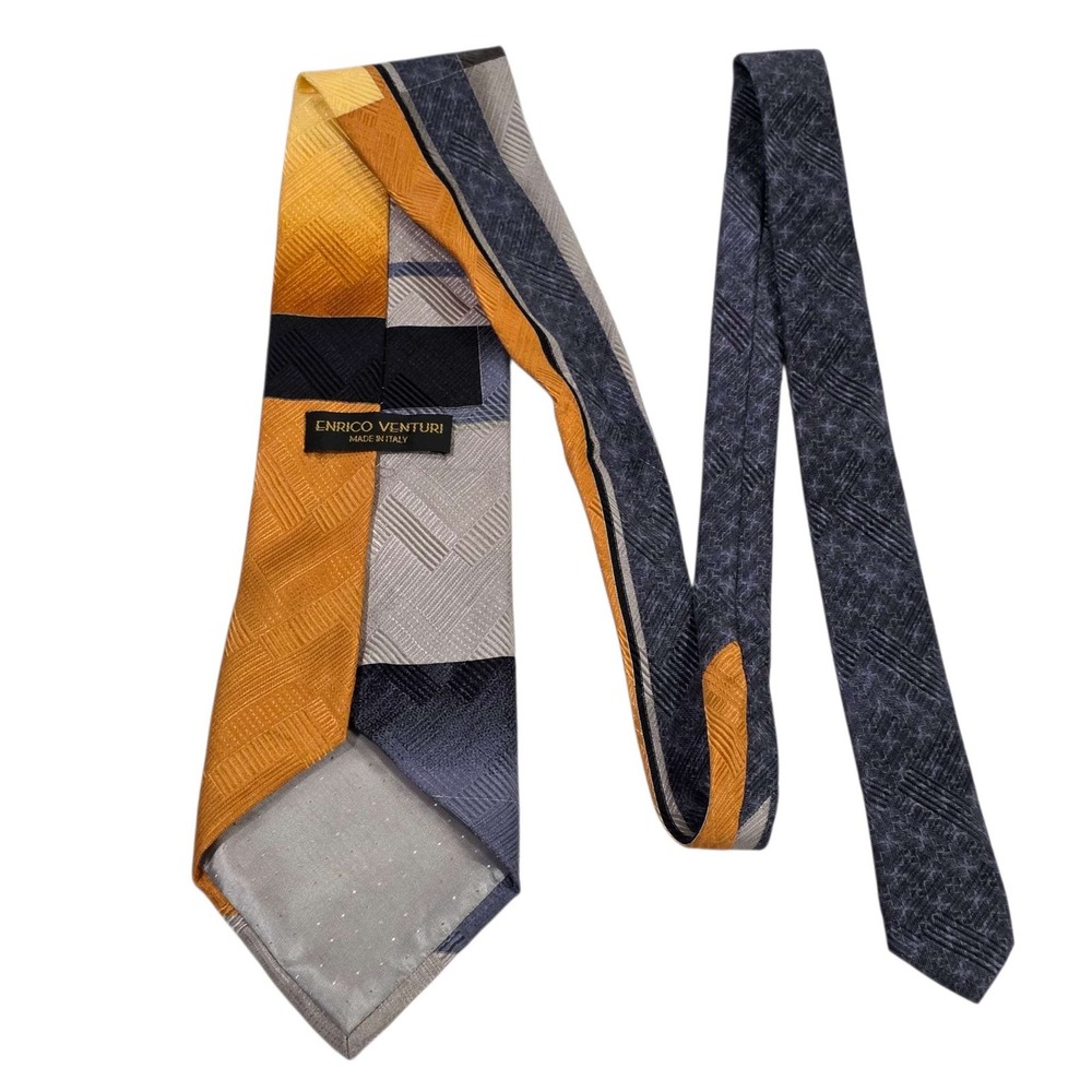 ENRICO VENTURI‎ Silk Tie Geometric Pattern Made in Italy Men's Necktie Designer